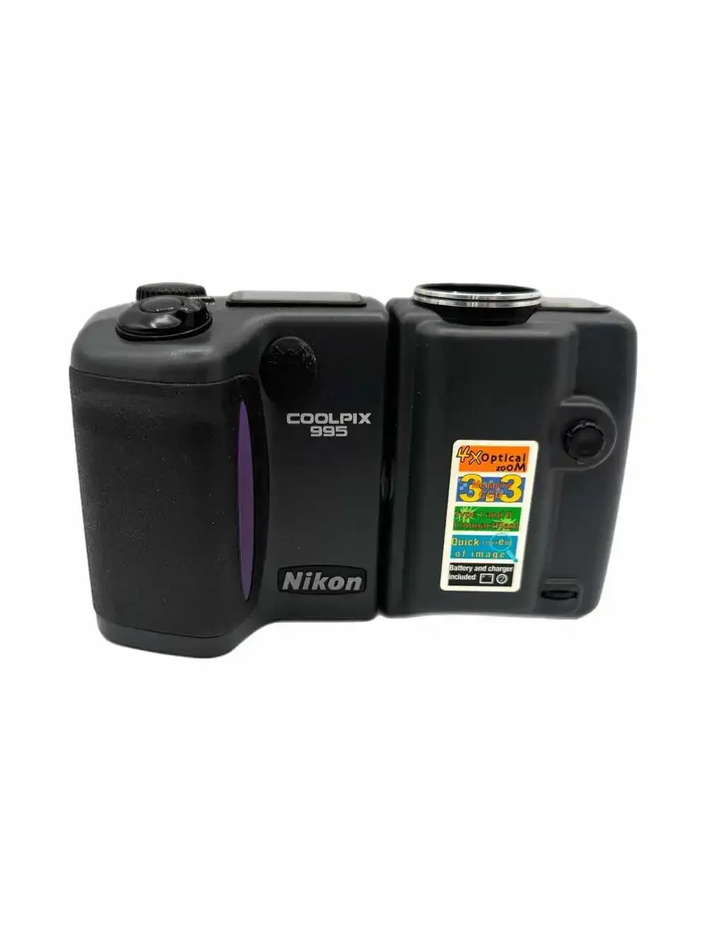 Vintage Nikon CoolPix 995 Digital Camera with Swiveling Body Design, 2 Batteries